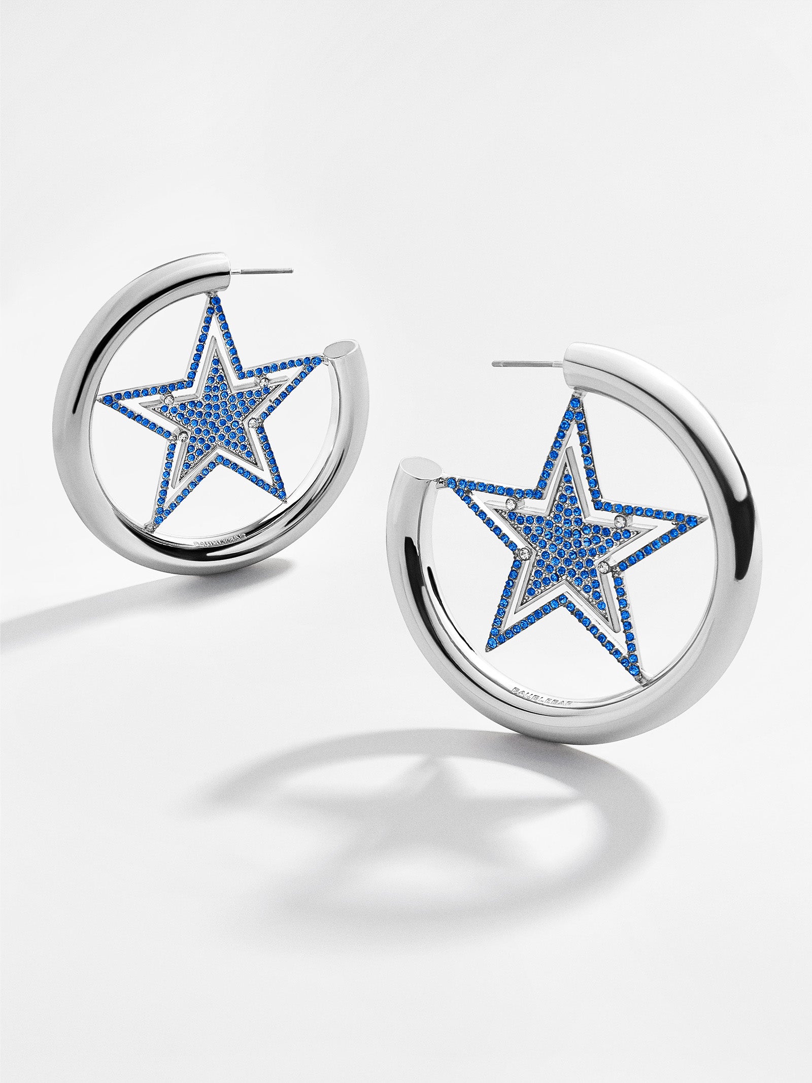 Navy and Silver Star Hoop Earrings Dallas Cowboys Hoops 