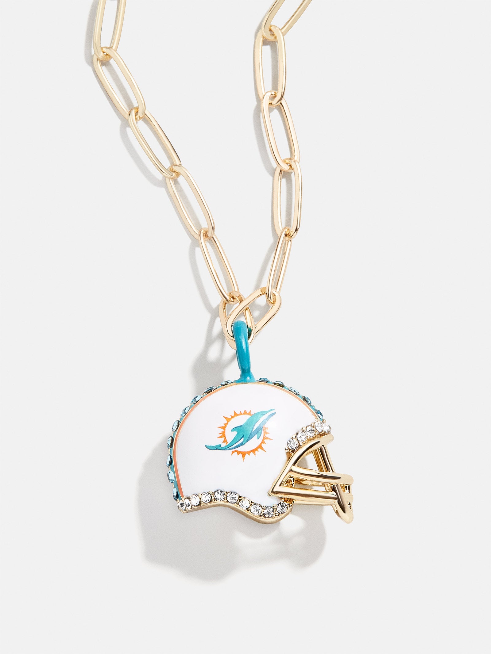 True Fans Miami Dolphins 1/10 CT. T.W. Diamond Enamel Disc Necklace in  Sterling Silver and 10K Yellow Gold