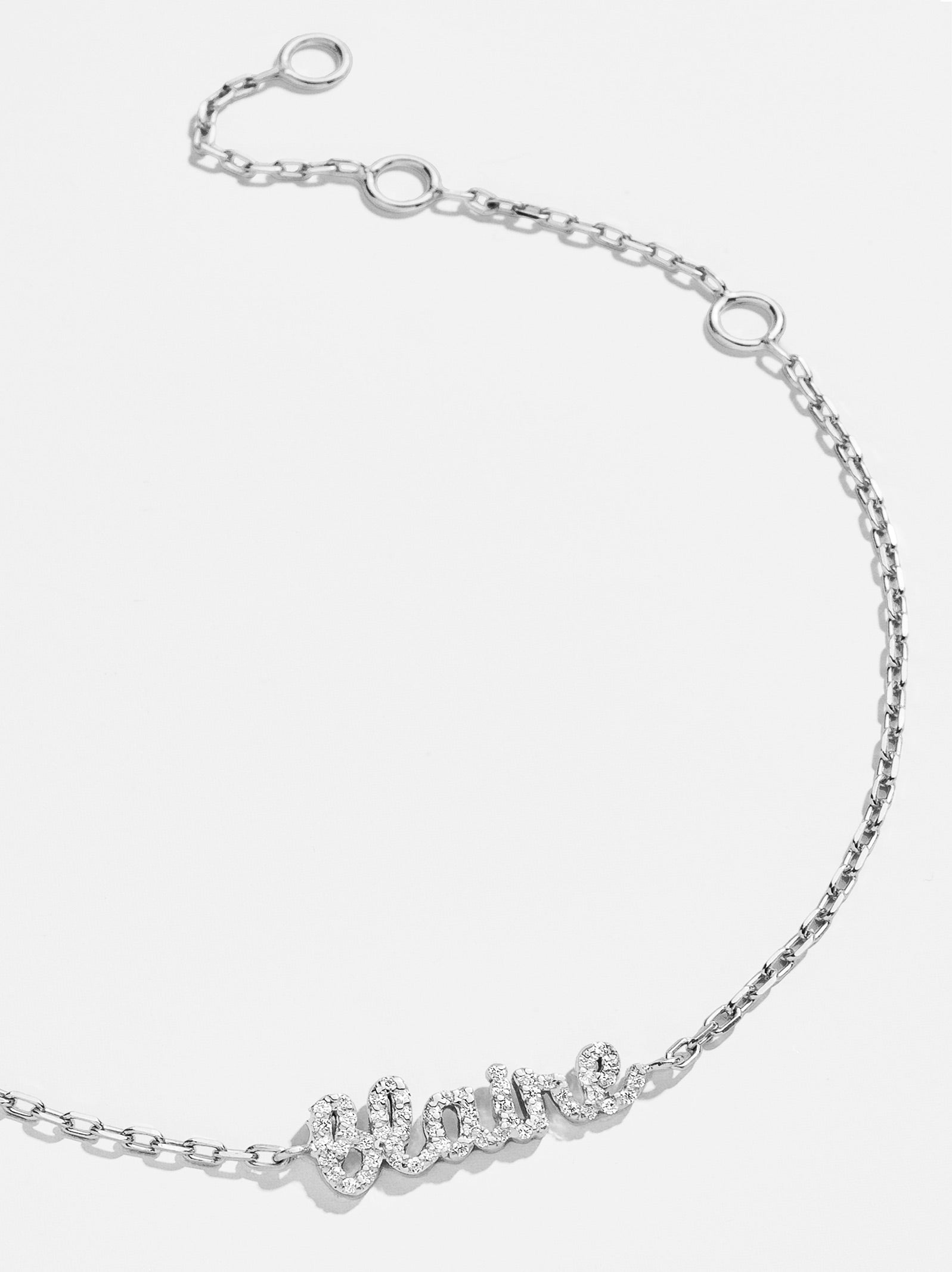 Sterling Silver Pavé Custom Nameplate Bracelet - Silver