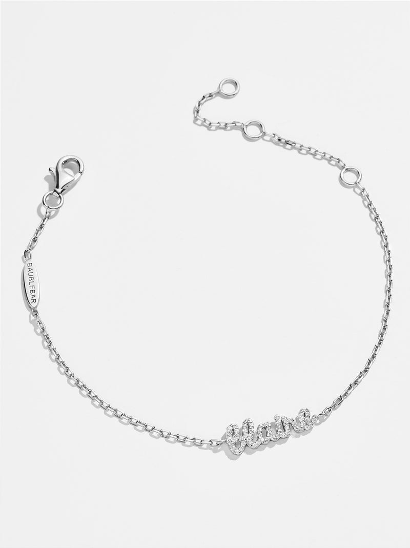 BaubleBar Sterling Silver Pavé Custom Nameplate Bracelet - Silver - 
    Sterling Silver
  
