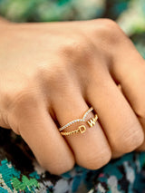 BaubleBar Sterling Silver Double Initial Custom Ring - Silver - 
    25% Off Custom Gifts: Ends Sunday
  
