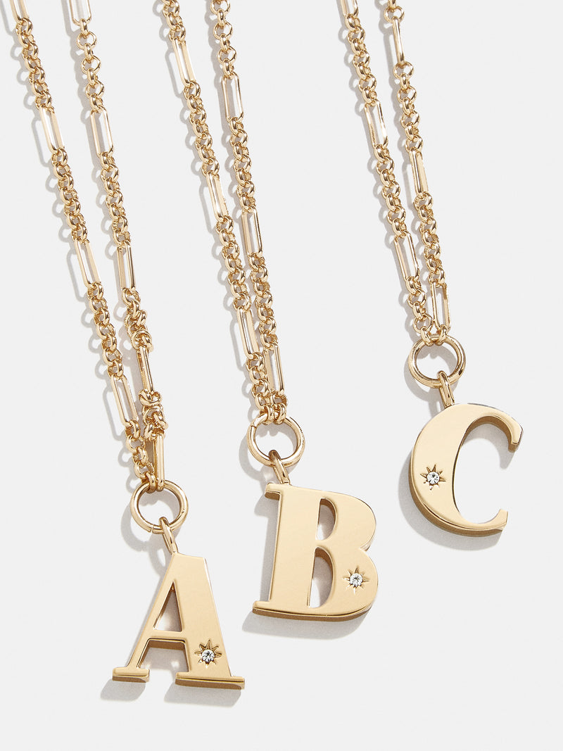 Gold & Crystal Initial Necklace - Gold