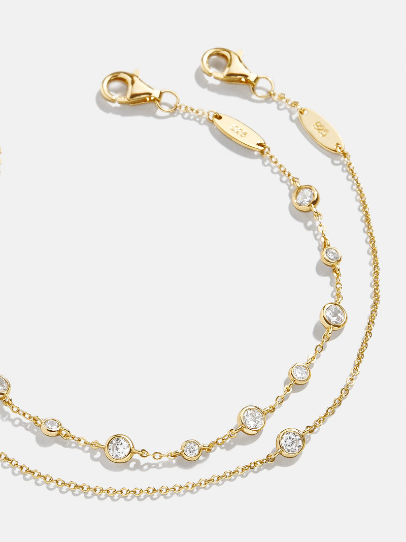 Yolanda 18K Gold Bracelet Set - Gold/Pavé