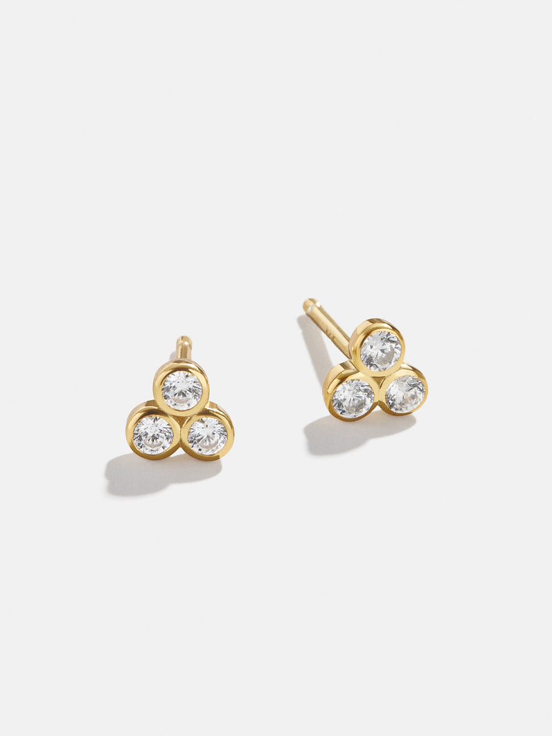 Baublebar Crystal Heart Stud Earrings in Clear/Gold