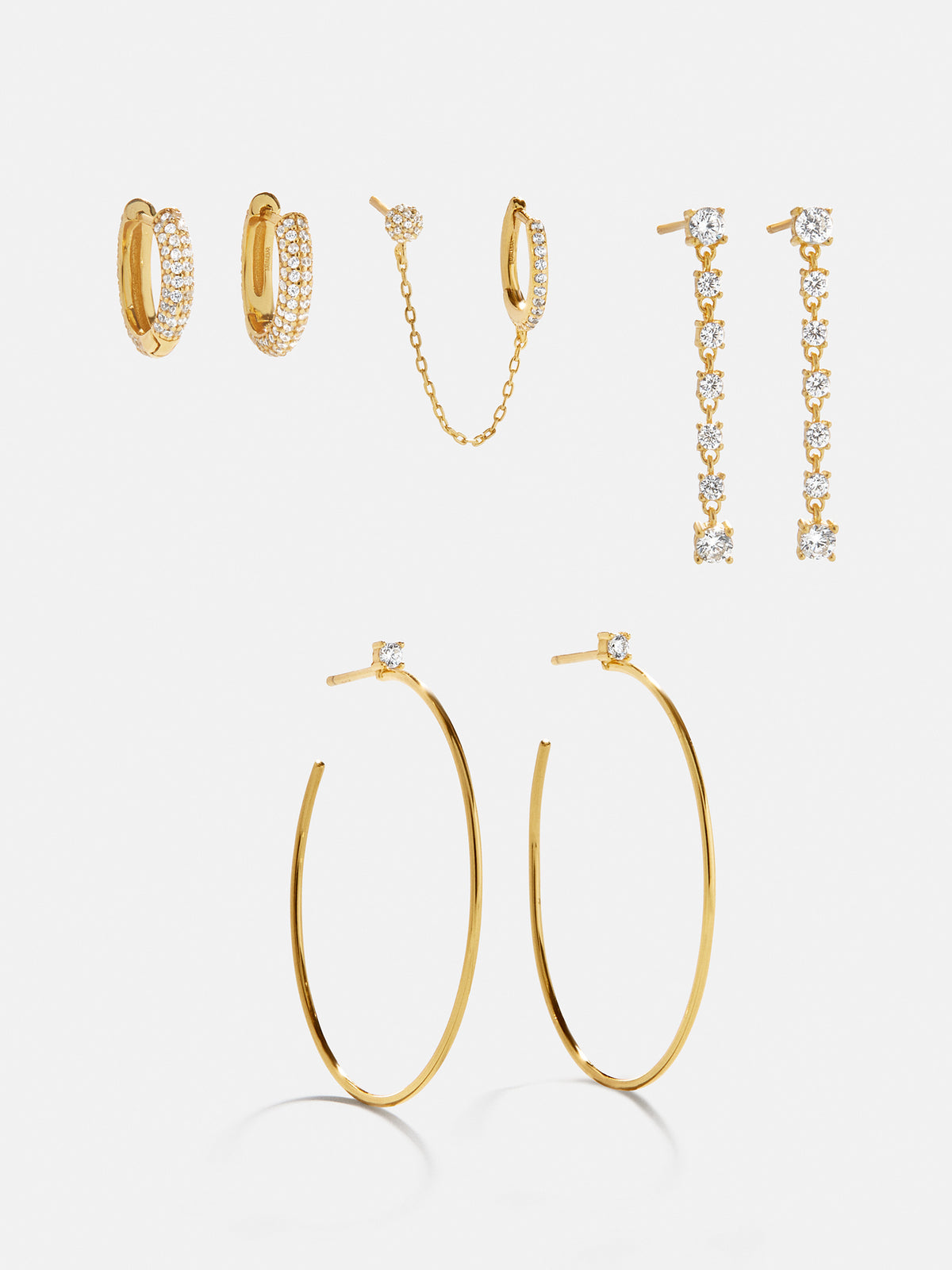 Leighton 18K Gold Earring Set - Gold/Pavé