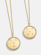 Classic 18K Gold Custom Medallion Necklace - Gold/Pavé