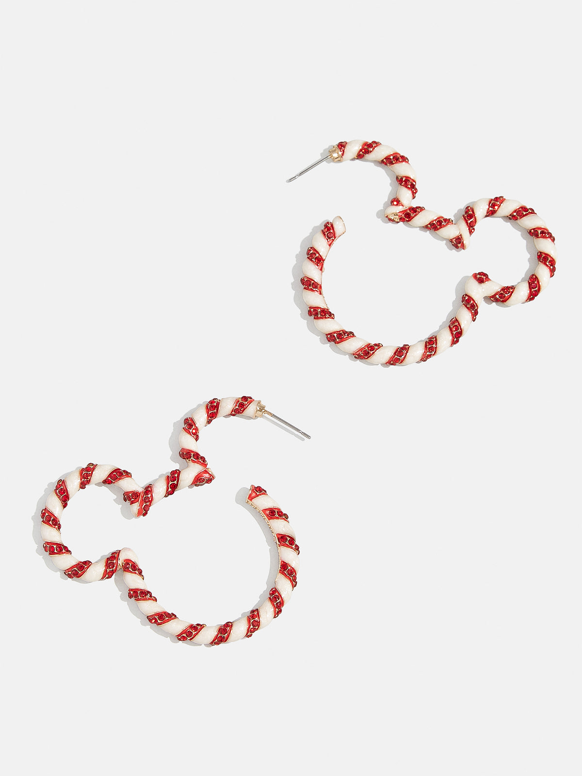 Mickey Mouse Disney Candy Cane Outline Hoop Earrings - Statement Candy Cane Earrings