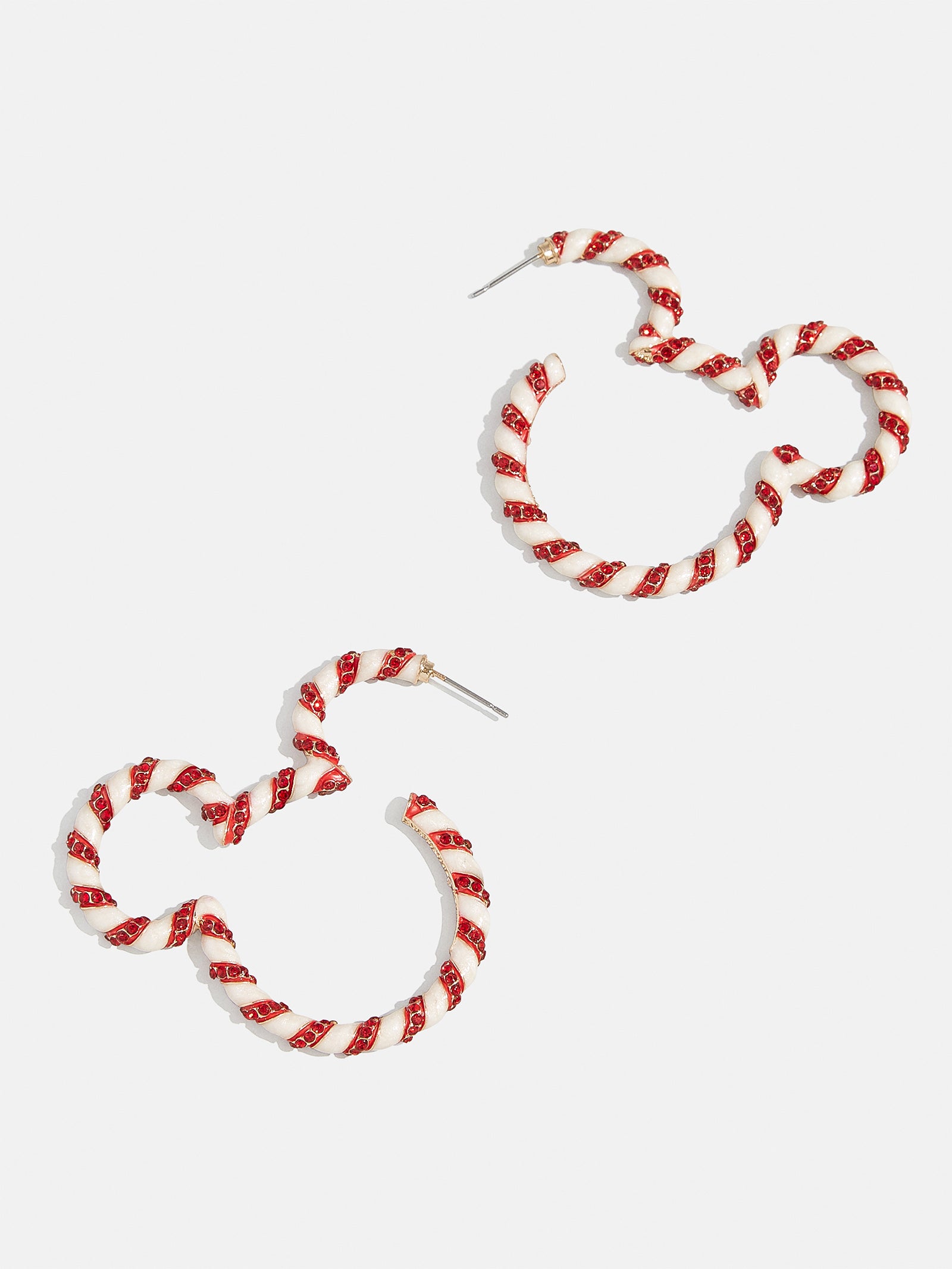 Mickey Mouse disney Candy Cane Outline Hoop Earrings - Mickey Mouse Candy Cane Hoops