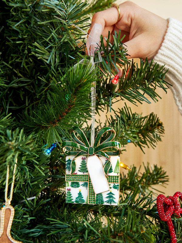 Pining For Presents Ornament - Green Print