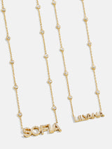 BaubleBar 18K Gold Custom Yasmine Nameplate Necklace - Clear/Gold - 
    Enjoy 20% Off Custom Gifts
  
