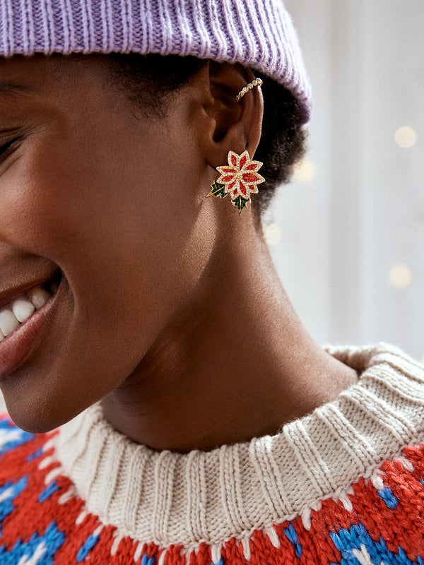 Case In Poinsettia Earrings - Holiday Poinsettia