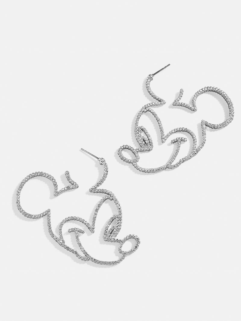 Disney Mickey Mouse Silver Outline Earrings - Mickey Mouse