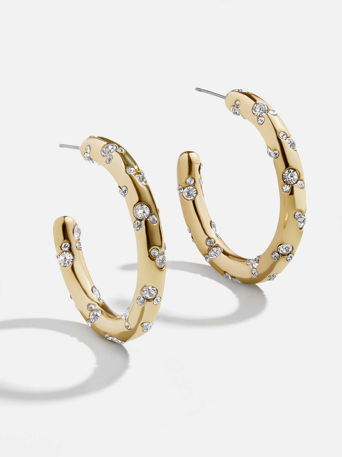 Mickey Mouse Disney Gold Hoop Earrings - Gold/Pavé