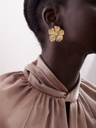 Baby Bloomer Earrings - Gold/Pavé