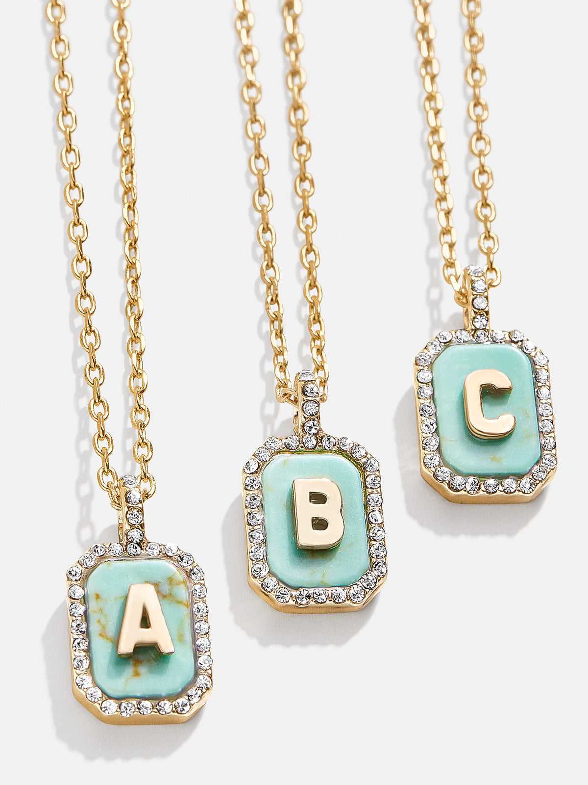 Gold & Turquoise Initial Necklace - Turquoise Stone