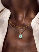 Gold & Turquoise Initial Necklace - Turquoise Stone