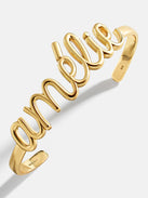 18K Gold Custom Nameplate Cuff Bracelet - 18K Gold Plated Sterling Silver