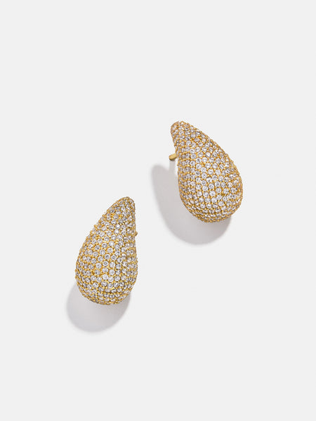 18k 2024 Brushed Gold Layered Drop Earrings