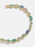 Evil Eye Tennis Bracelet - Gold/Blue