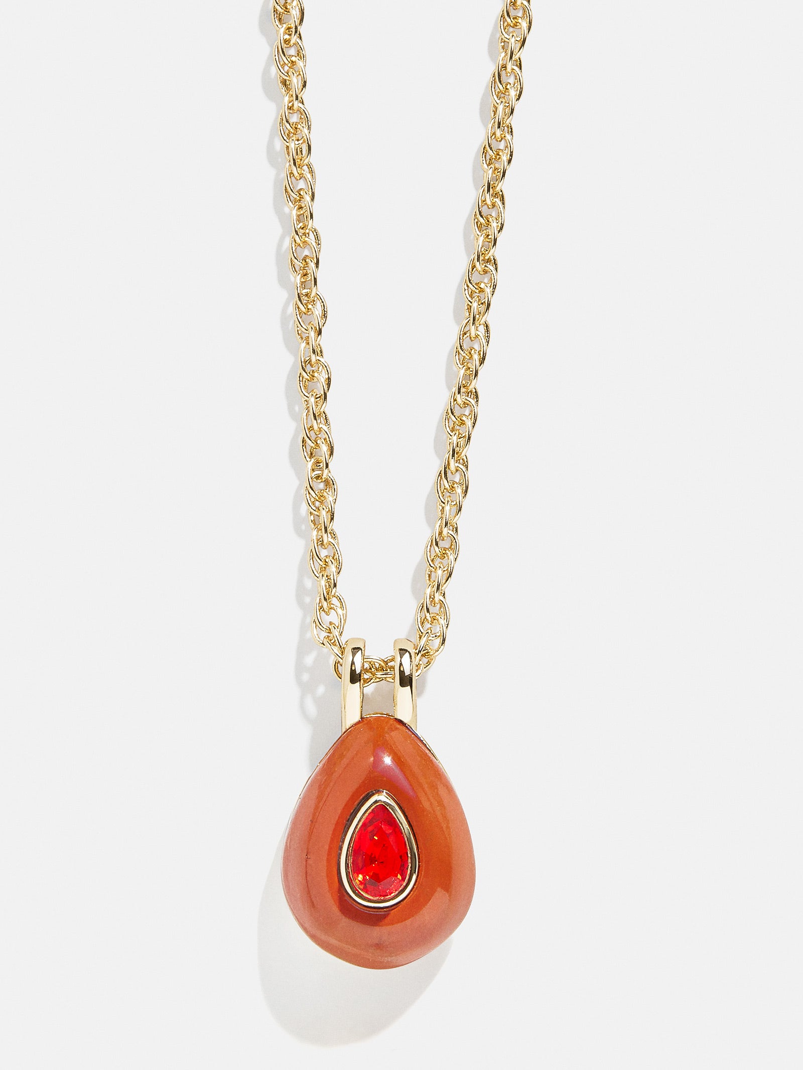 Semi-Precious Teardrop Birthstone Necklace - Garnet