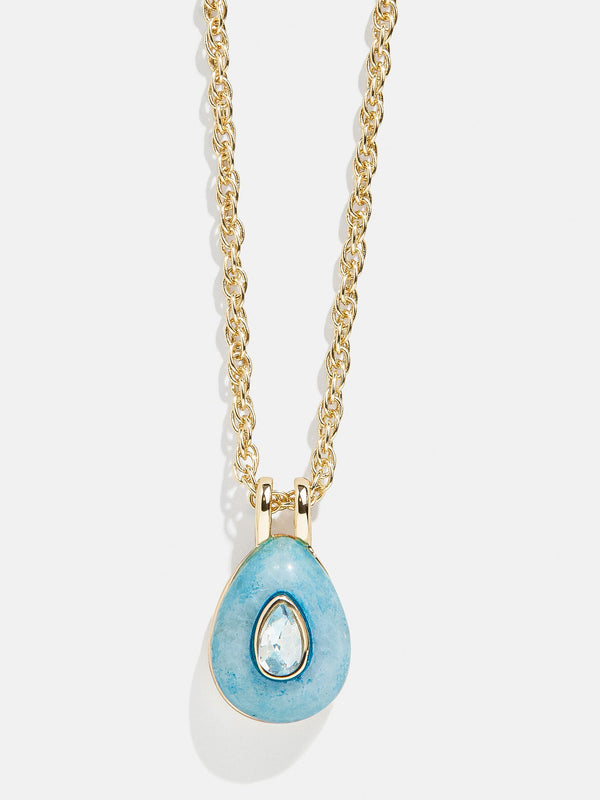 Semi-Precious Teardrop Birthstone Necklace - Aquamarine