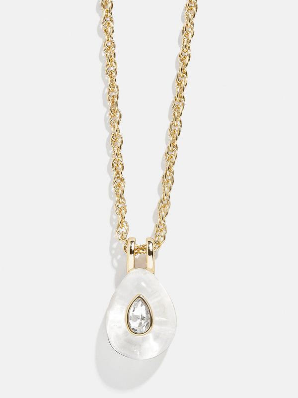 Semi-Precious Teardrop Birthstone Necklace - Crystal