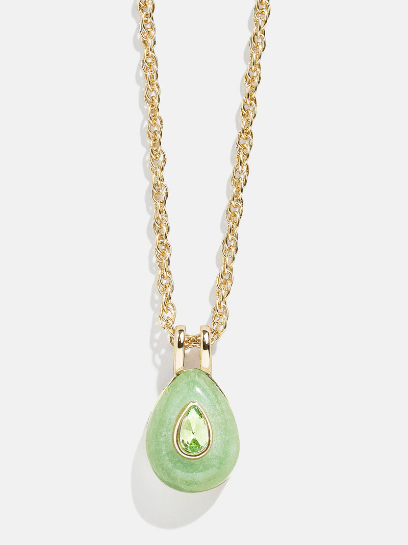 Semi-Precious Teardrop Birthstone Necklace - Peridot