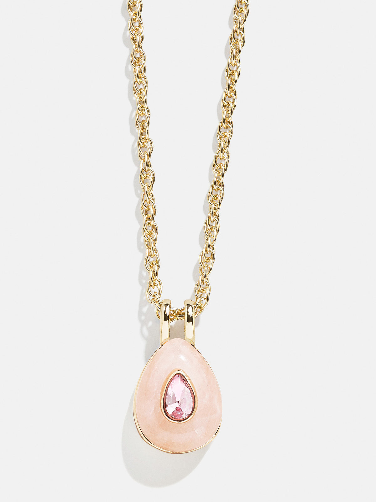 Semi-Precious Teardrop Birthstone Necklace - Rose