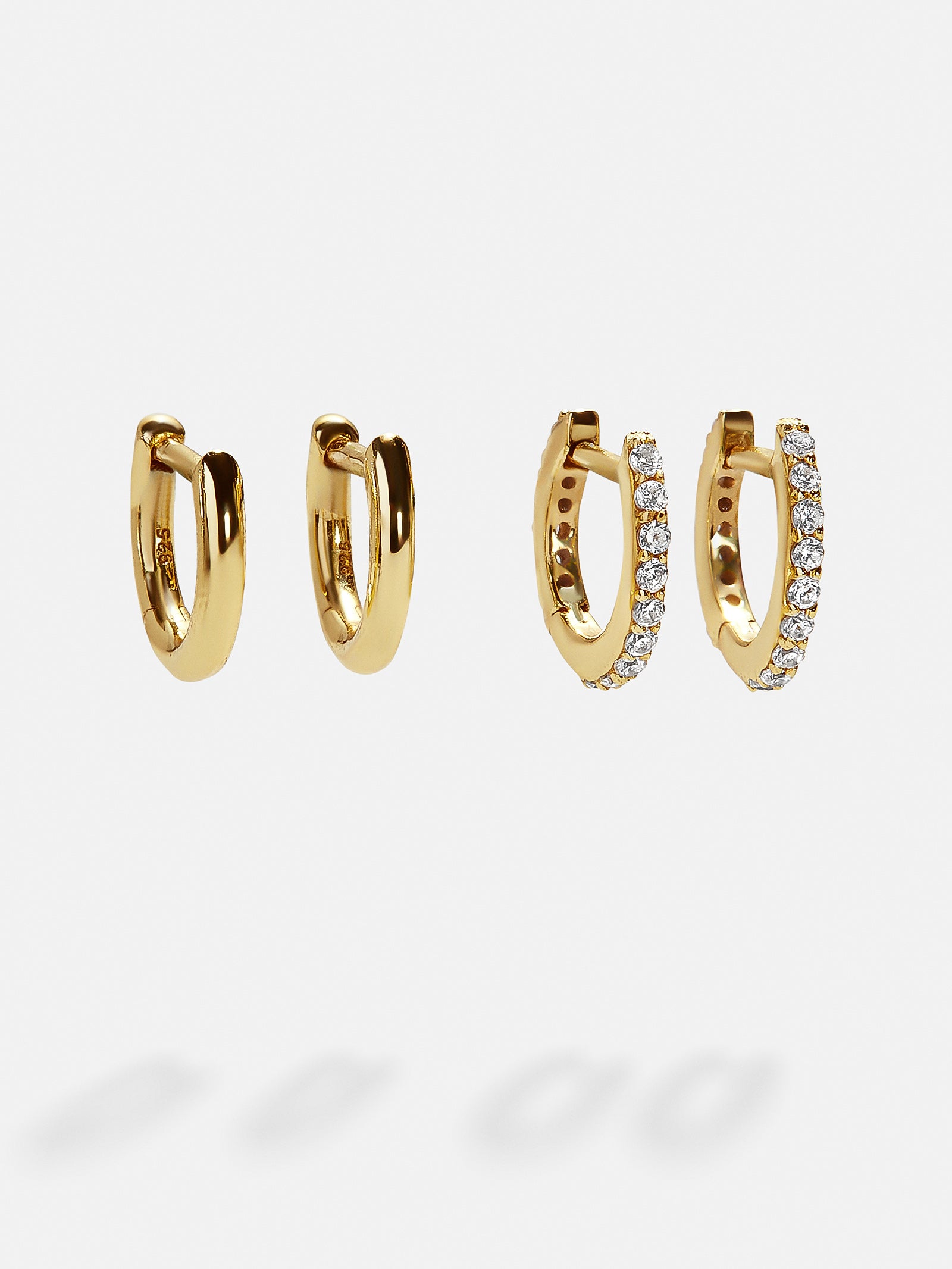 Nicole 18K Gold Earring Set - Gold/Pavé