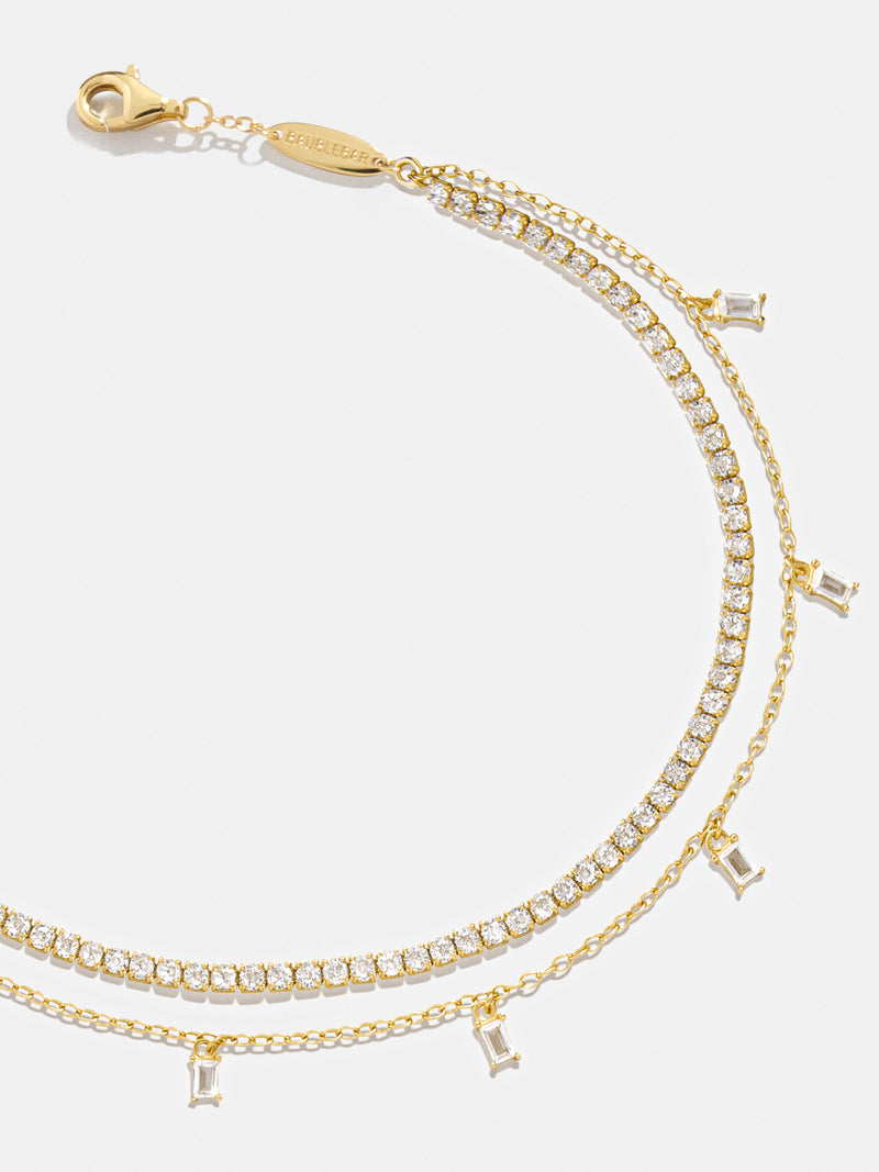 Tina 18K Gold Layered Anklet - Gold/Pavé