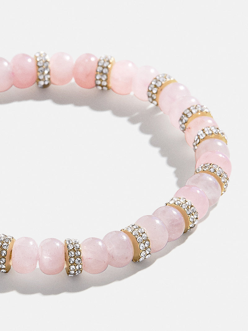 Semi Precious and Pave Stretch Bracelet - Pink