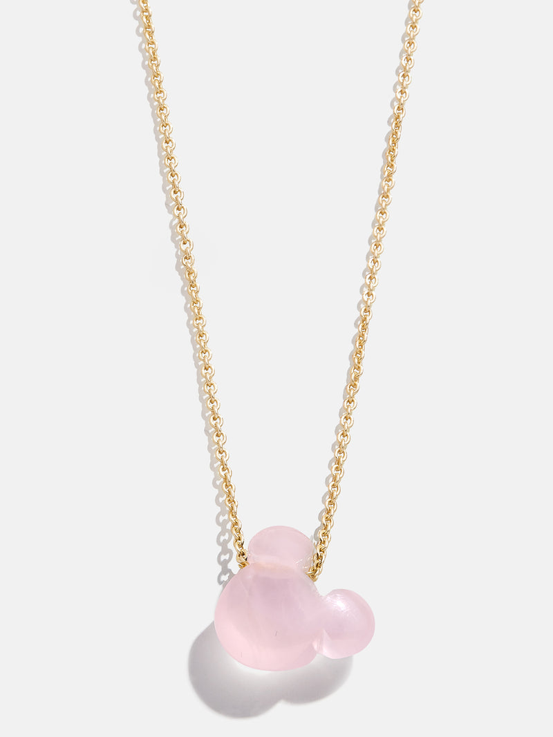 Mickey Mouse Disney Stone Pendant Necklace - Rose Quartz