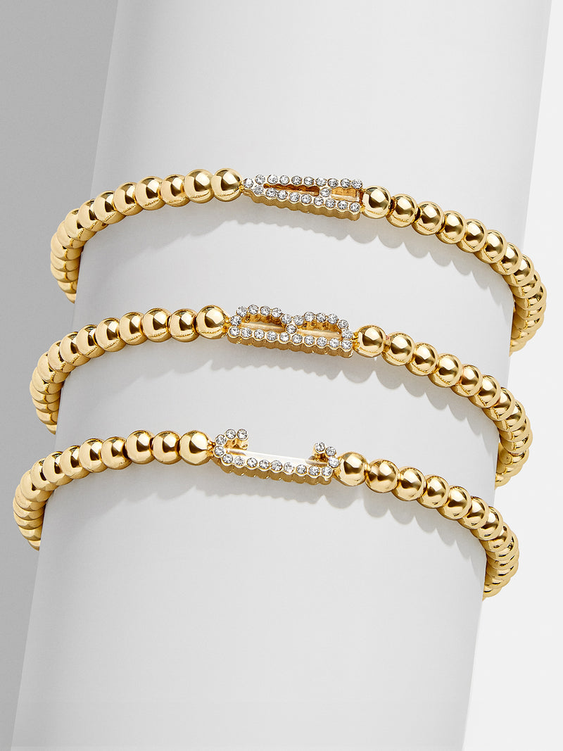 East West Initial Pisa Bracelet - Gold/Pavé