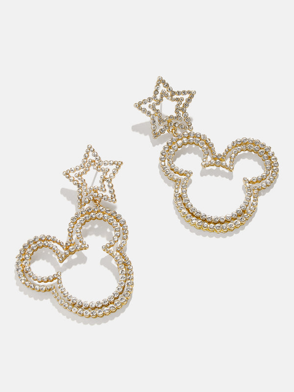 Mickey Mouse Disney Star Outline Drop Earrings - Clear/Gold