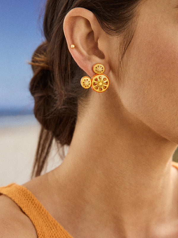 Mickey Mouse Disney Orange Earrings - Orange