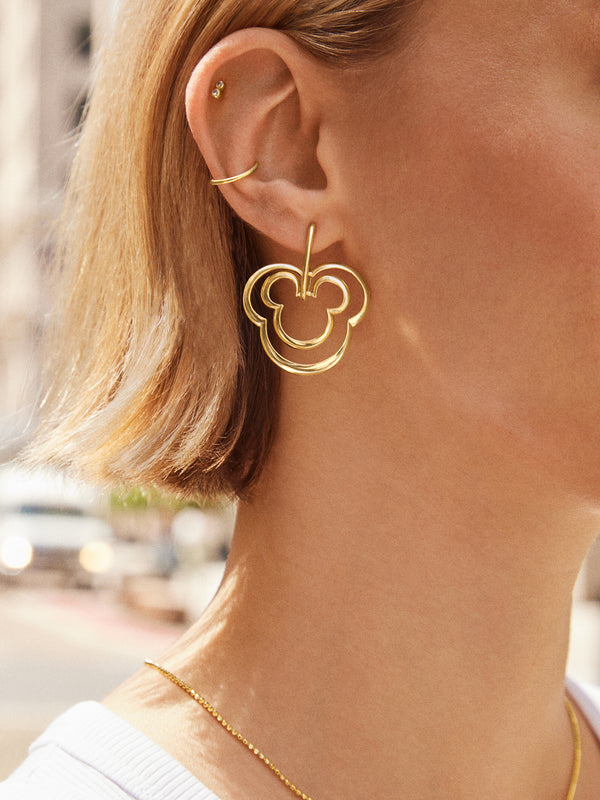 Mickey Mouse Disney Layered Earrings - Gold