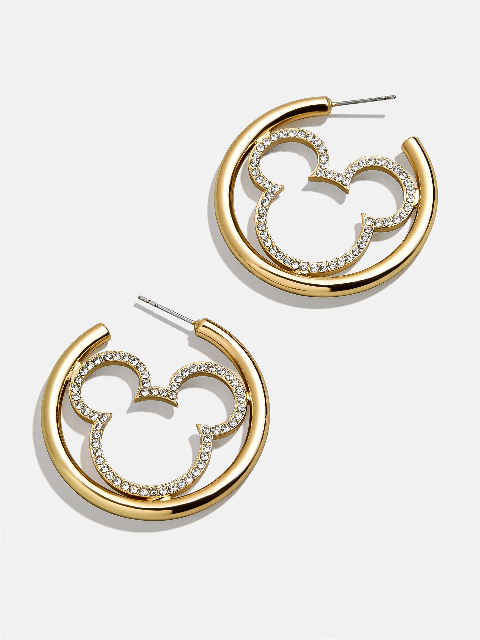 Mickey Mouse Disney Pavé Hoop Earrings - Clear/Gold