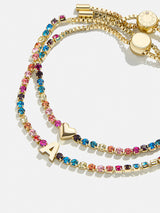 BaubleBar Kids' Initial & Heart Tennis Bracelet Set - Multi/Gold - 
    Two kids' tennis bracelets
  
