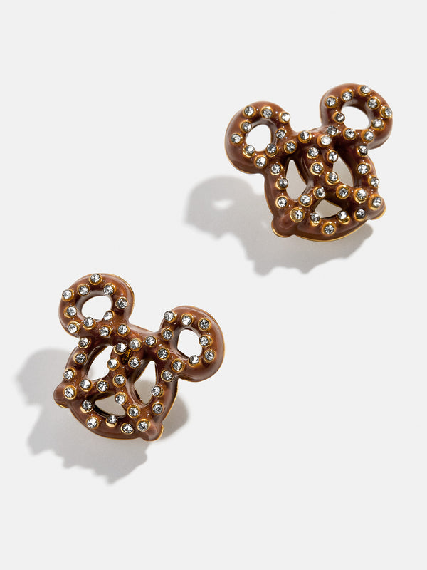 Mickey Mouse Disney Pretzel Earrings - Brown
