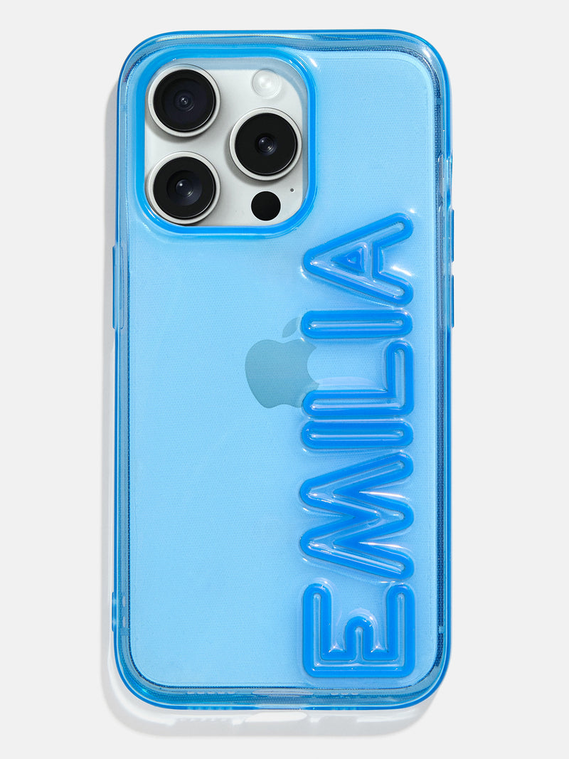 Fine Line Custom iPhone Case - Transparent Blue/Blue