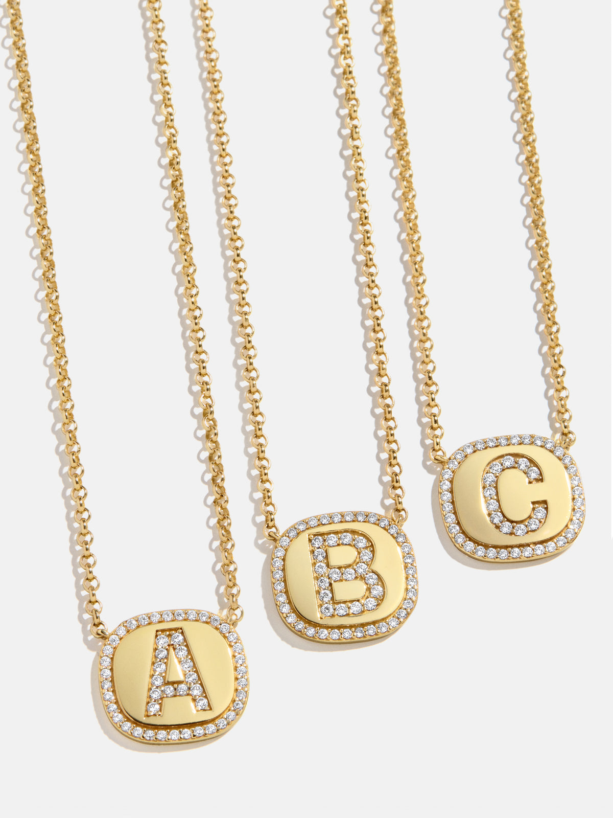 18K Gold Initial Custom Pendant Necklace - Gold/Pavé