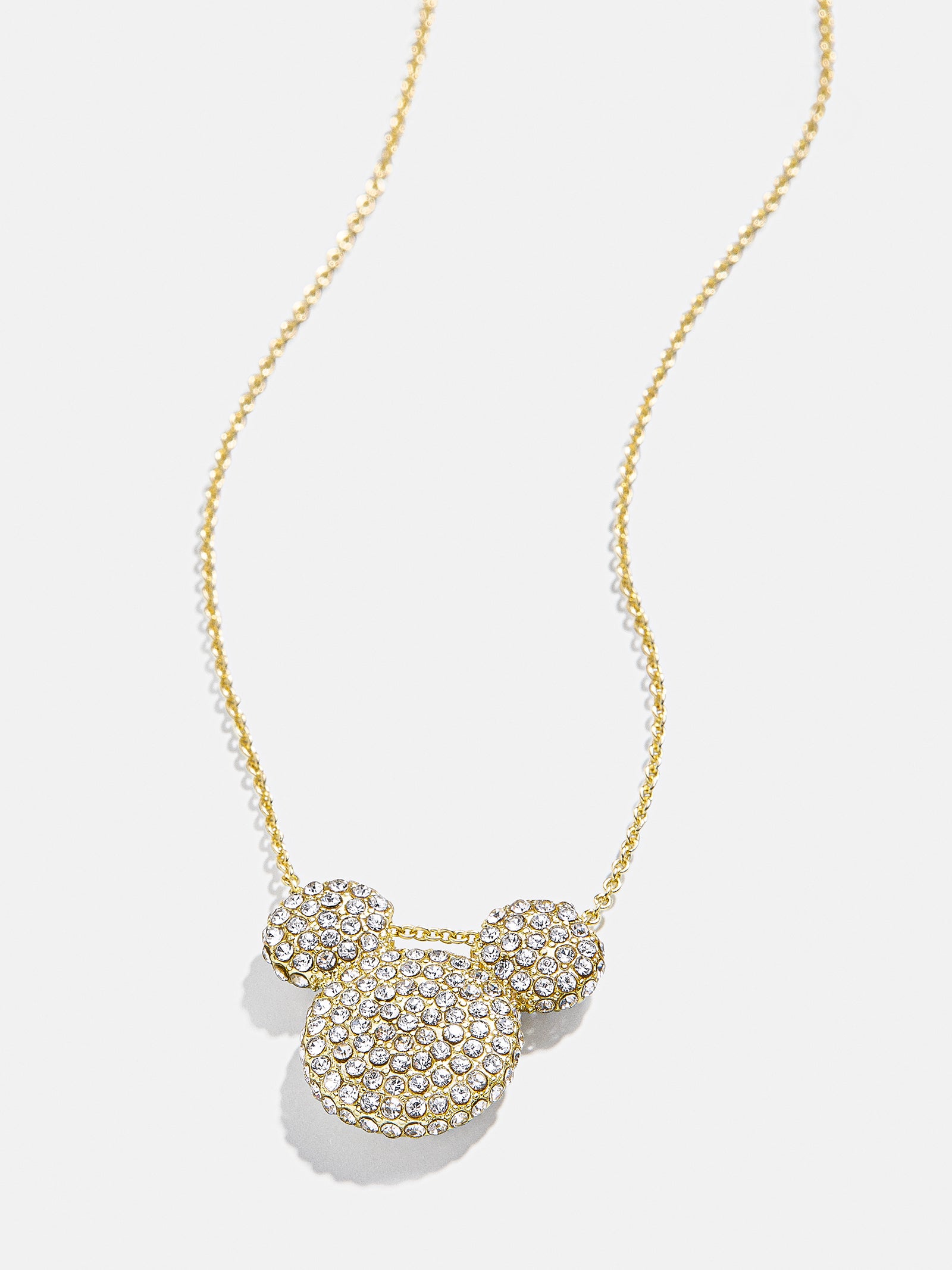 Mickey Mouse Disney Pavé Pendant Necklace - Clear/Gold