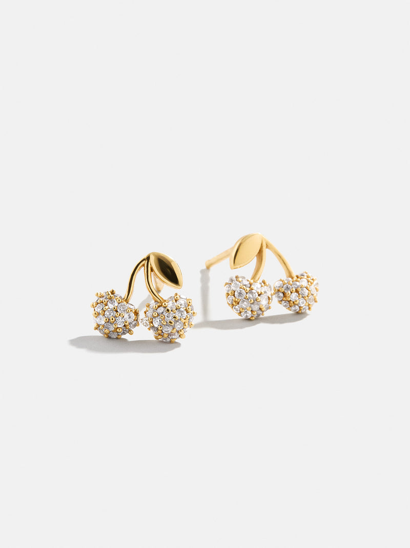 18K Gold Cherry Earrings - Gold/Pavé