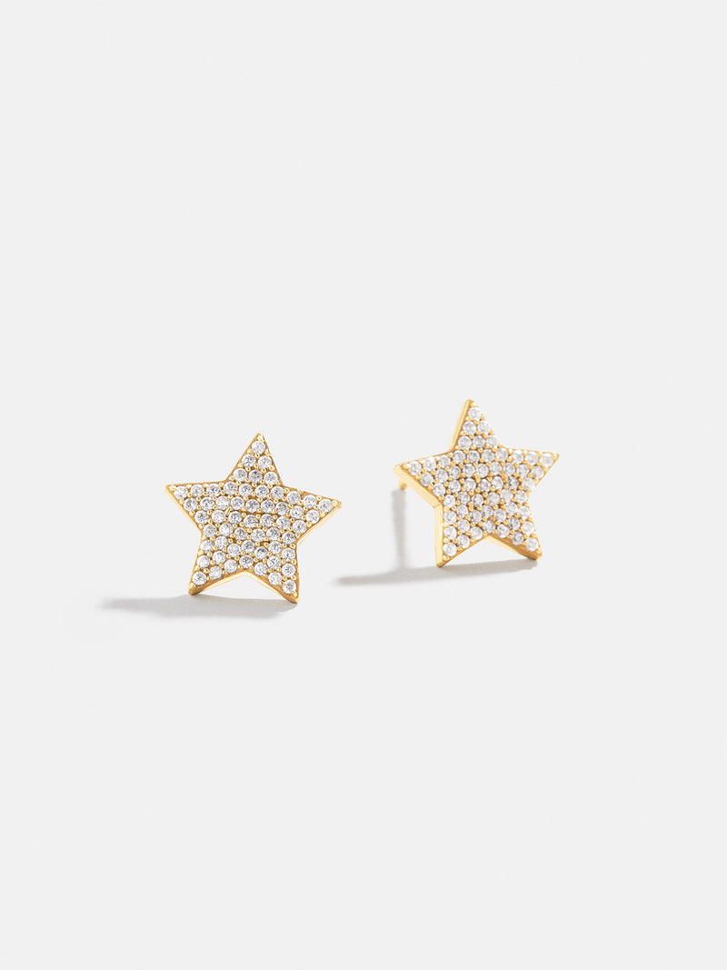 18K Gold Celestial Delicate Stud - Pavé Star