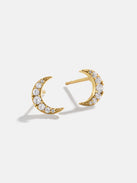 18K Gold Celestial Delicate Stud - Crescent Moon