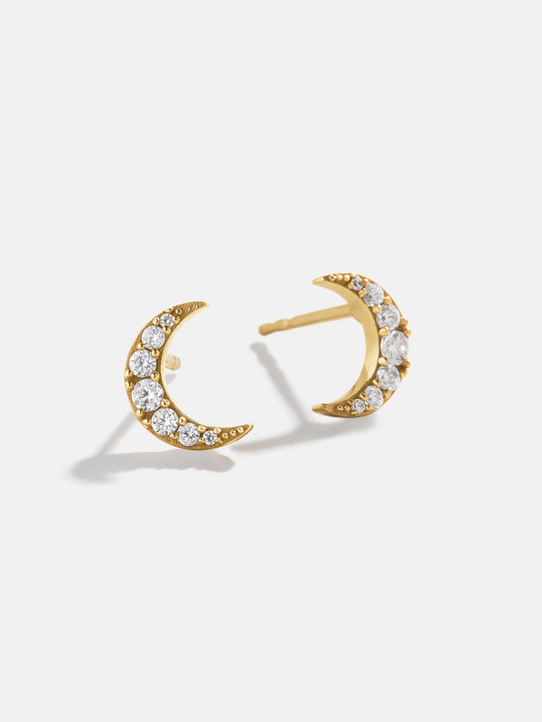 18K Gold Moon Earrings - Clear/Gold