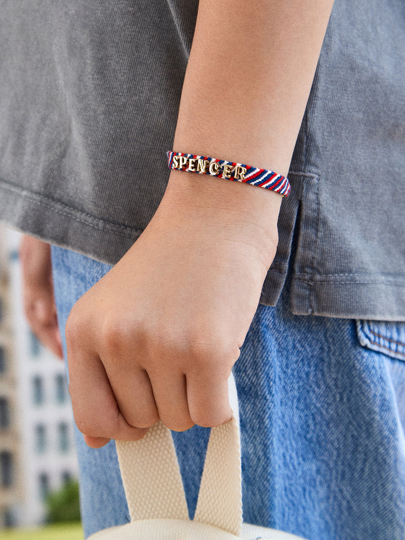 BaubleBar Kids' Custom Woven Friendship Bracelet - Red/Blue Stripe - 
    Customizable bracelet
  
