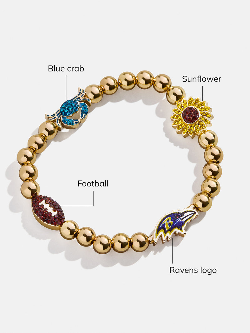 BaubleBar Baltimore Ravens NFL Charm Bracelet - Baltimore Ravens - 
    NFL beaded charm bracelet
  
