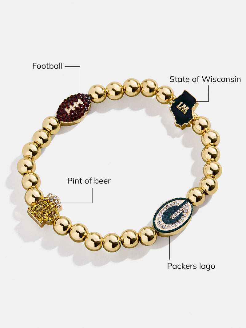 BaubleBar Green Bay Packers NFL Charm Bracelet - Green Bay Packers - 
    NFL beaded charm bracelet
  
