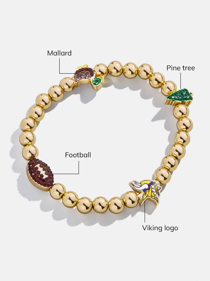 BaubleBar Minnesota Vikings NFL Charm Bracelet - Minnesota Vikings - 
    NFL beaded charm bracelet
  
